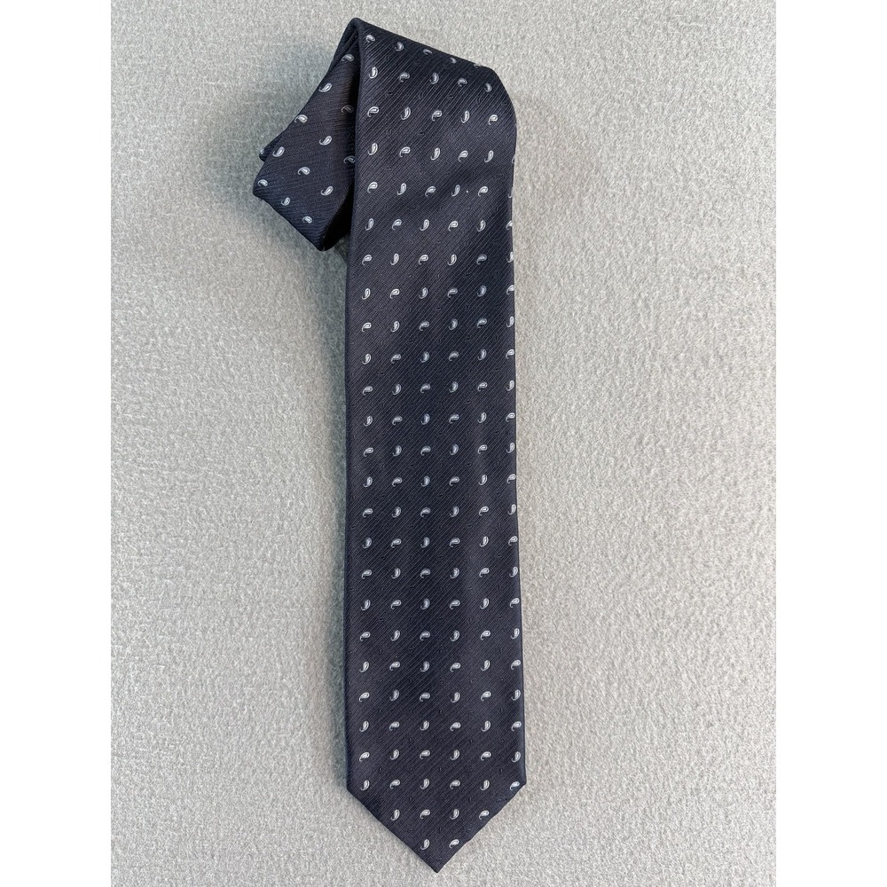 Armani Collezioni Tie Mens One Size Blue Silk Paisley Classic Made In Italy